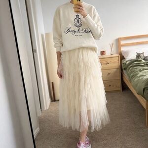 Altar’d State Cream Layered Tulle Midi Skirt